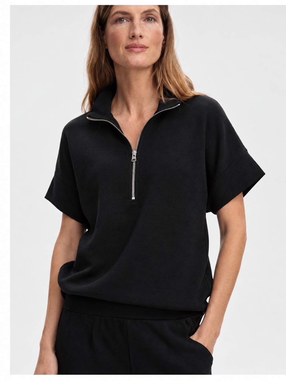 Varley NWT Ritchie DoubleSoft Short Sleeve Sweat Black M